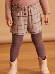 Brown Check Pull-on Shorts & Tights Set (3mths-7yrs) - Image 1 of 9