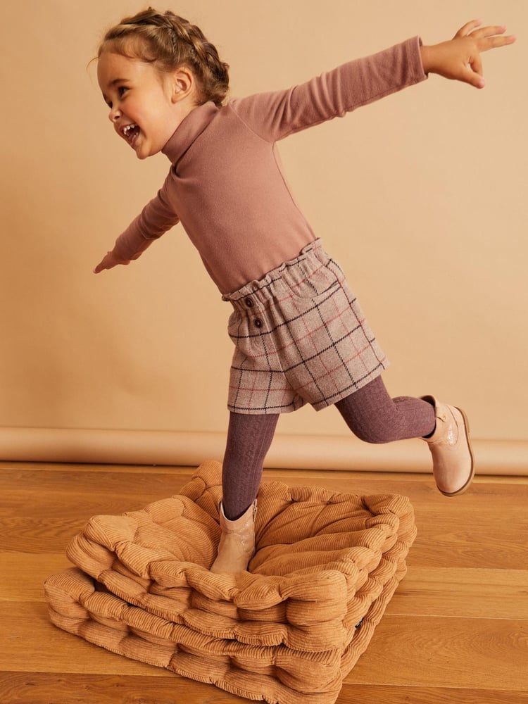Brown Check Pull-on Shorts & Tights Set (3mths-7yrs) - Image 2 of 9 Brown Check Pull-on Shorts & Tights Set (3mths-7yrs) - Image 2 of 9