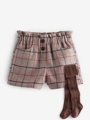 Brown Check Pull-on Shorts & Tights Set (3mths-7yrs) - Image 5 of 9