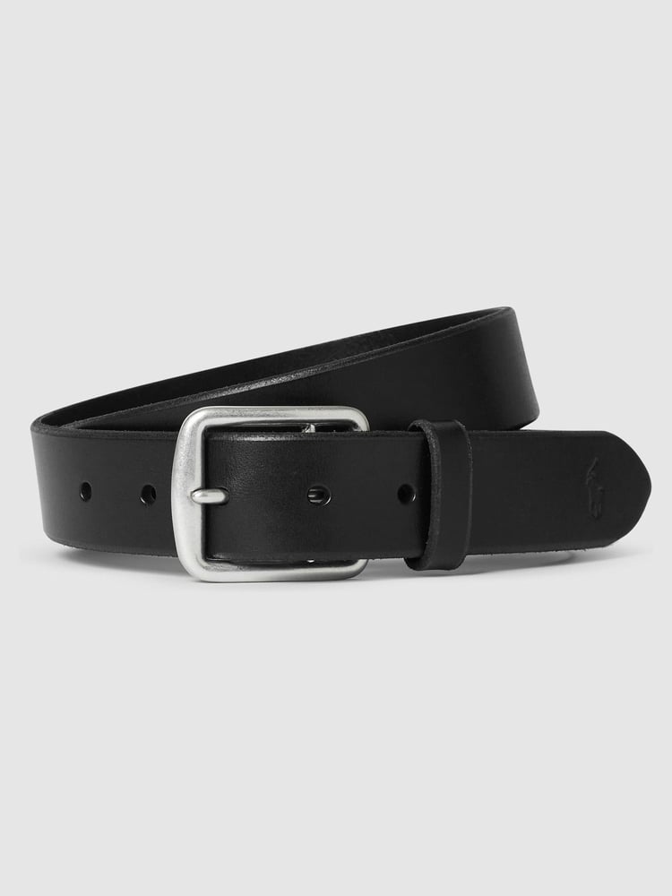 Polo Ralph Lauren Black Saddle Leather Logo Belt - Image 1 of 2