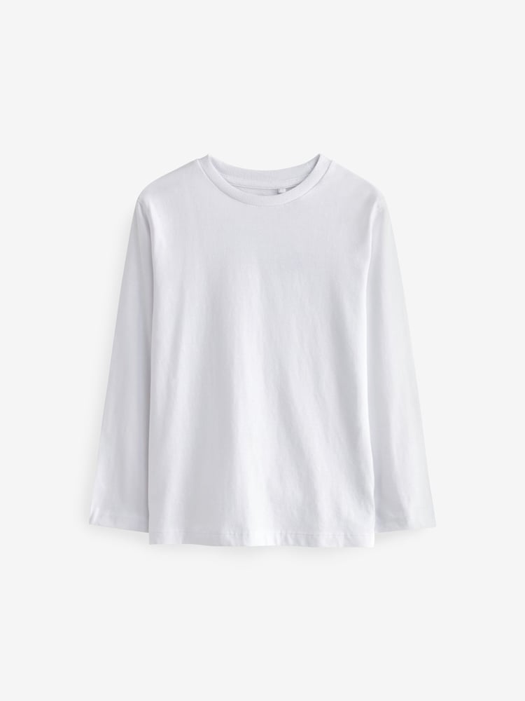 White 5 Pack Long Sleeve T-Shirts (3-16yrs) - Image 2 of 5