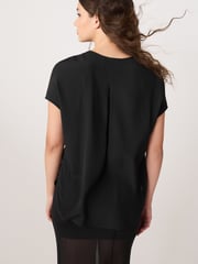 Black Short Sleeve Lace Trim Top - Image 3 of 6