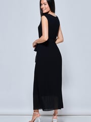Jolie Moi Black Pleated Chiffon Sleeveless Maxi Dress - Image 2 of 5