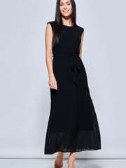 Jolie Moi Black Pleated Chiffon Sleeveless Maxi Dress - Image 4 of 5