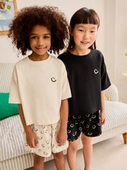 Black/White Smile Short Pyjamas 2 Pack (3-16yrs) - Image 1 of 9