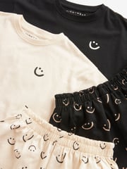 Black/White Smile Short Pyjamas 2 Pack (3-16yrs) - Image 8 of 9