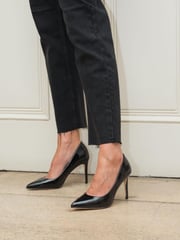 Novo Black Patent Regular Fit Impossible Point Toe Stiletto Court Shoes - Image 1 of 3