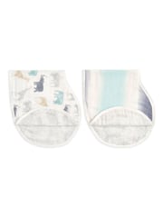 aden + anais Blue Silky Soft Expedition Burpy 100% Cotton Bibs 2 Pack - Image 1 of 4