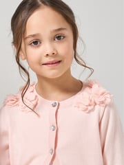 Angel & Rocket Pink 100% Cotton Flower Trim Cardigan - Image 2 of 8