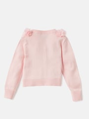 Angel & Rocket Pink 100% Cotton Flower Trim Cardigan - Image 7 of 8