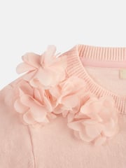 Angel & Rocket Pink 100% Cotton Flower Trim Cardigan - Image 8 of 8