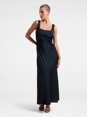 Forever New Blue Winnie Square Neck Ruched Midi Dress - Image 3 of 4