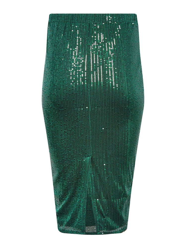 PixieGirl Petite Green Sequin Midi Skirt - Image 4 of 4