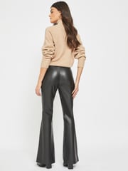 NOISY MAY Black Faux Leather Flared Trousers - Image 2 of 4