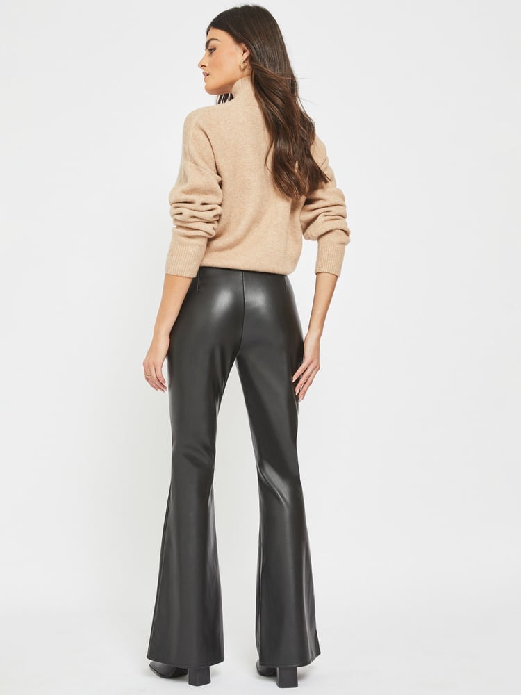 NOISY MAY Black Faux Leather Flared Trousers - Image 2 of 4