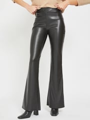NOISY MAY Black Faux Leather Flared Trousers - Image 3 of 4