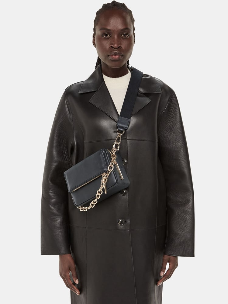 Whistles Black Chain Bibi Cross-Body Bag - Image 1 of 5