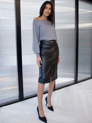 Threadbare Black Mid Length PU Faux Leather Skirt - Image 4 of 4