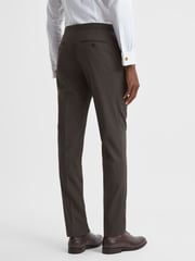 Reiss Chocolate Roll Slim Fit Wool Blend Side Adjuster Trousers - Image 5 of 5