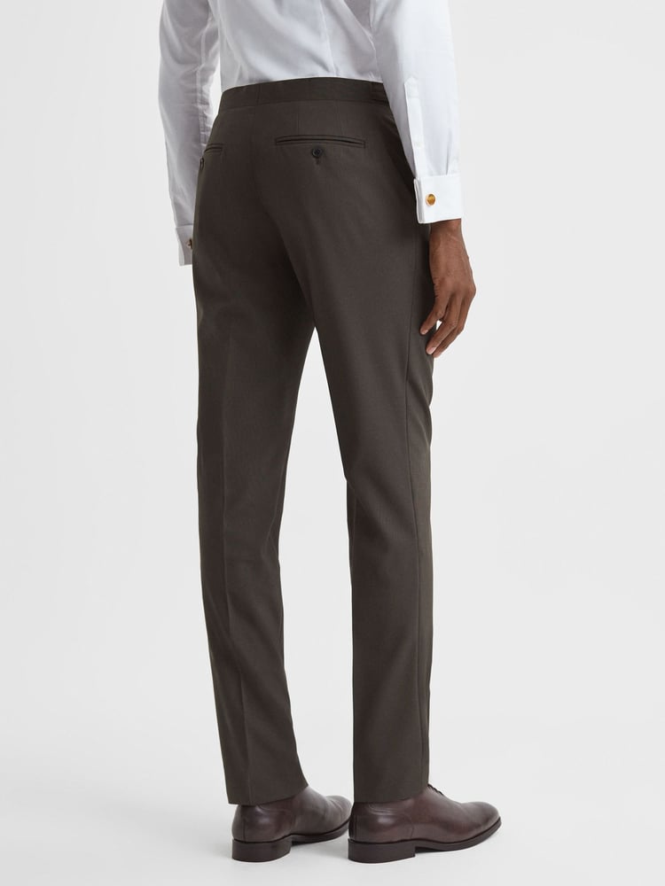 Reiss Chocolate Roll Slim Fit Wool Blend Side Adjuster Trousers - Image 5 of 5