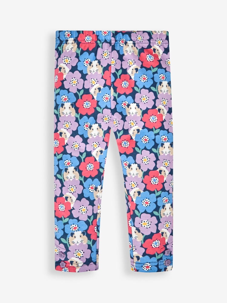 JoJo Maman Bébé Lilac Purple Guinea Pig & Floral Girls' 2-Pack Leggings - Image 2 of 6