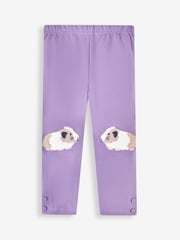 JoJo Maman Bébé Lilac Purple Guinea Pig & Floral Girls' 2-Pack Leggings - Image 3 of 6