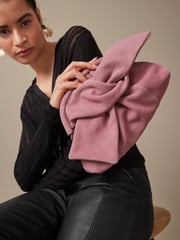 Pink Leather Bow Clutch Bag - Image 3 of 10