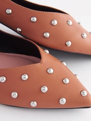 Camel Brown Forever Comfort® Studded Point Toe Flat Shoes - Image 4 of 6