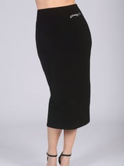 Pineapple Black Midi High Waist Womens Jersey Skirt - Image 1 of 5