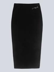 Pineapple Black Midi High Waist Womens Jersey Skirt - Image 5 of 5