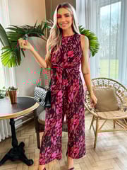 AX Paris Pink Printed Sleeveless Knot Front Jumpsuit - Image 3 of 4