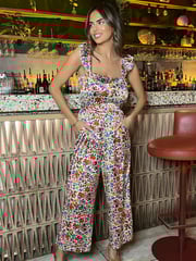 AX Paris Multi Floral Print Frill Strap Jumpsuit - Image 3 of 4