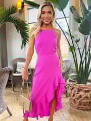 AX Paris Frill Hem High Neck Midi Dress - Image 3 of 4