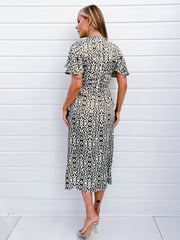 AX Paris Khaki Green Printed Bell Sleeve Midi Dress - Image 2 of 4