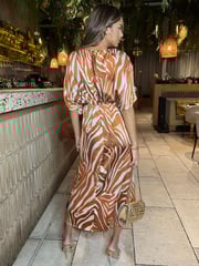 AX Paris Printed Batwing Top Wrap Skirt Midi Dress - Image 2 of 4