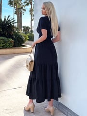 AX Paris Black Twist Front Maxi Smock Dress - Image 2 of 4