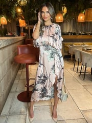 AX Paris Printed Batwing Top Wrap Skirt Midi Dress - Image 1 of 4