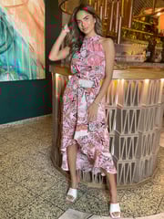 AX Paris Halterneck Dipped Hem Midi Dress - Image 1 of 4