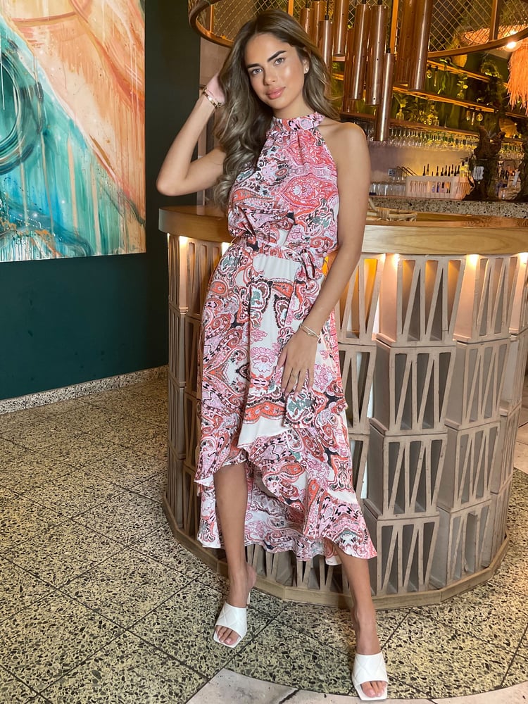 AX Paris Halterneck Dipped Hem Midi Dress - Image 1 of 4