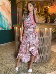 AX Paris Halterneck Dipped Hem Midi Dress - Image 4 of 4