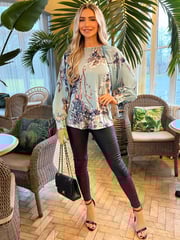 AX Paris Blue Printed Long Sleeve Top - Image 1 of 2