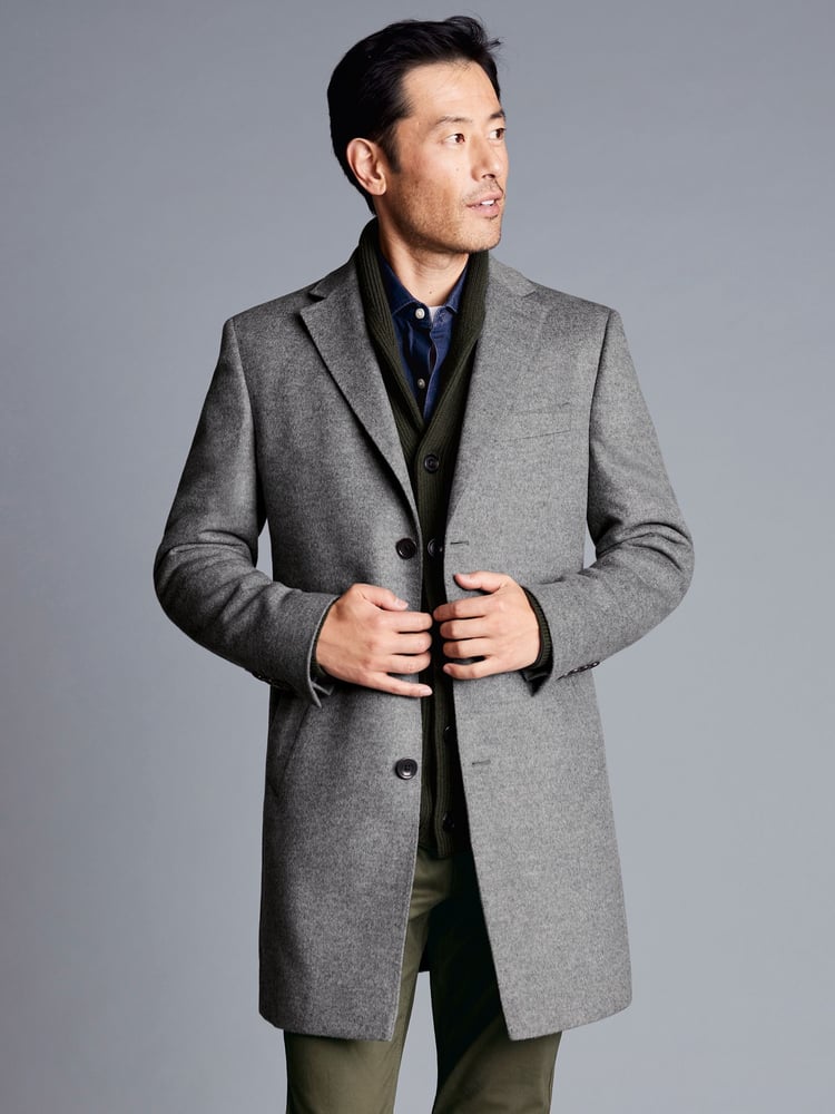 Charles Tyrwhitt Grey Pure Wool Overcoat - Image 1 of 6