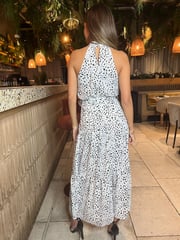 AX Paris Halterneck Tie Waist Midi White Dress - Image 2 of 4