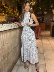 AX Paris Halterneck Tie Waist Midi White Dress - Image 4 of 4