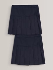 Navy Blue Longer Length Regular Waist Pleated School Skirts 2 Pack (3-16yrs) - Image 1 of 5