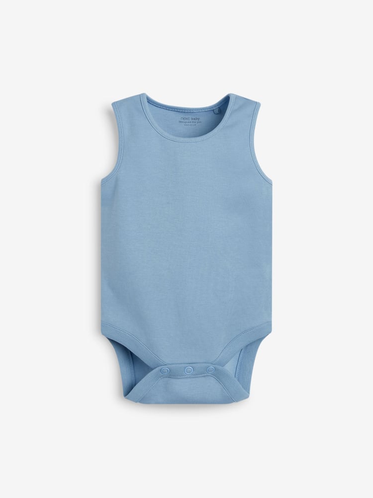 Blue 7 Pack Baby Vest Bodysuits - Image 8 of 8