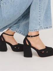 Simply Be Black Extra Wide Fit Platform Heeled Shoes - Image 1 of 4