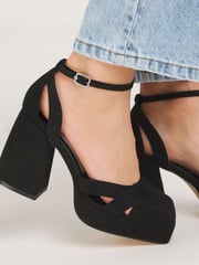 Simply Be Black Extra Wide Fit Platform Heeled Shoes - Image 3 of 4