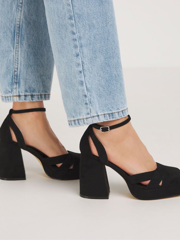 Simply Be Black Standard/Wide Fit Platform Heeled Shoes - Image 4 of 4
