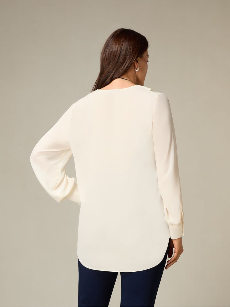 Live Unlimited White Curve Petite Ruffle Front Blouse - Image 2 of 4
